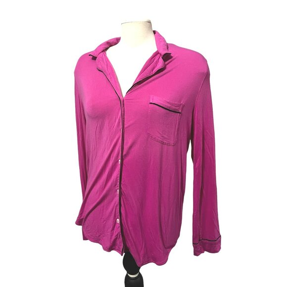 Victoria's Secret Hot Pink Collared Soft Sleep Shirt Sz Small Womens Long Sleeve - Picture 12 of 13